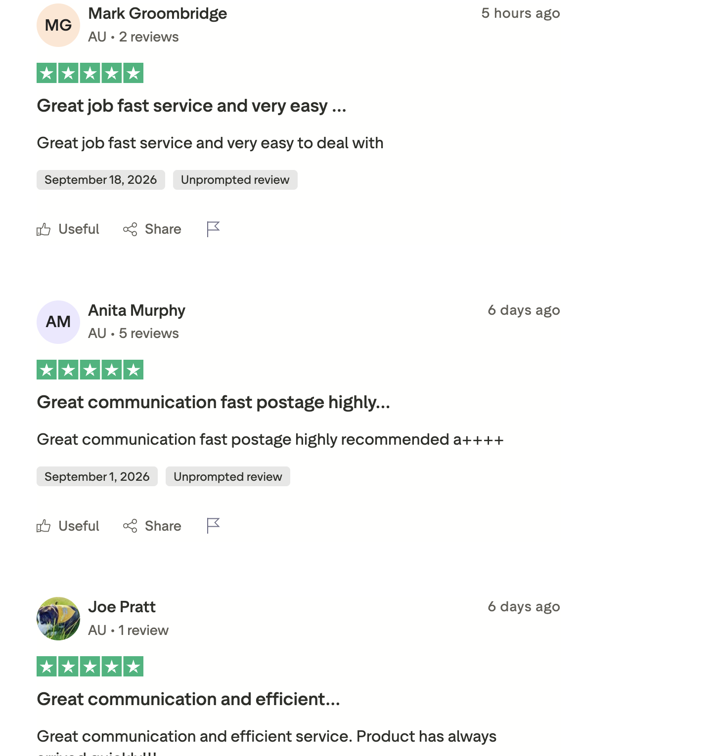 Trustpilot Reviews showing 5 stars