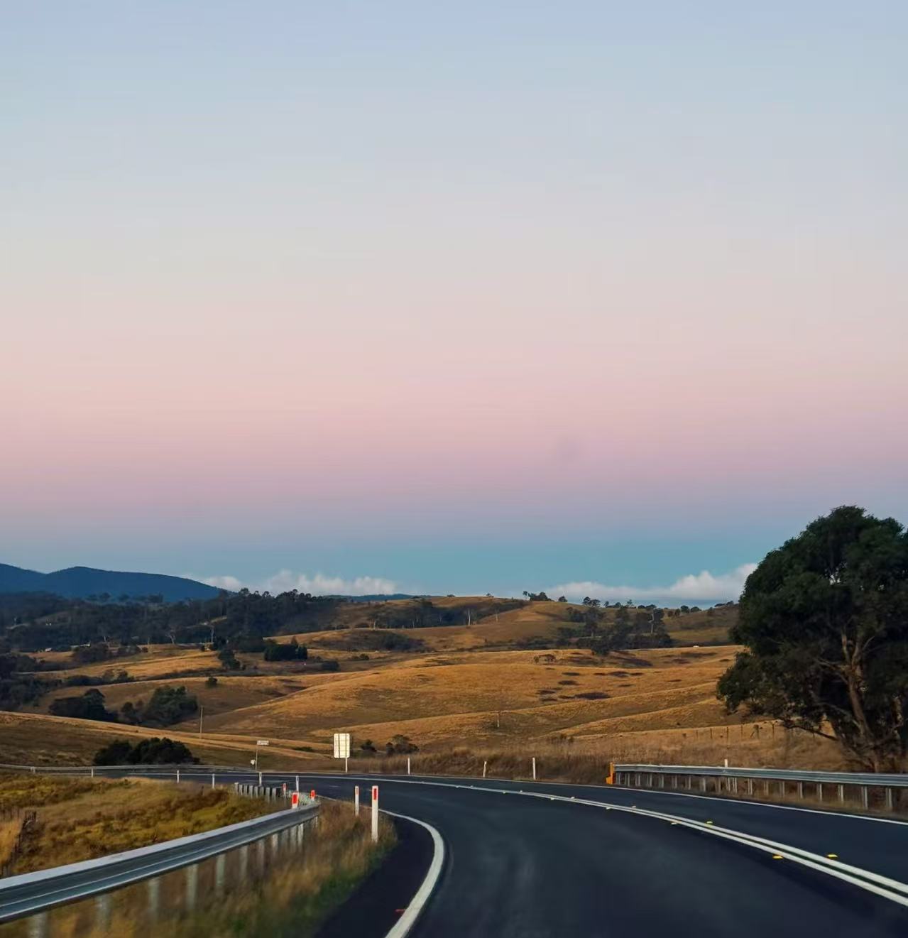 Breathtaking twilight on the highway