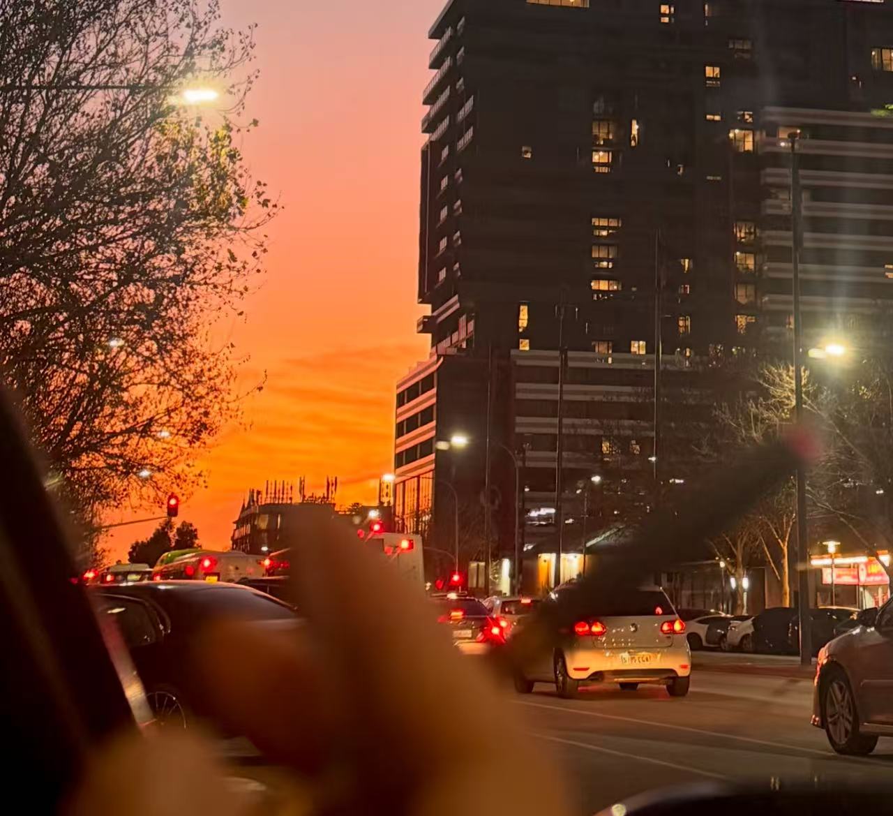 Relaxing in the car at twilight