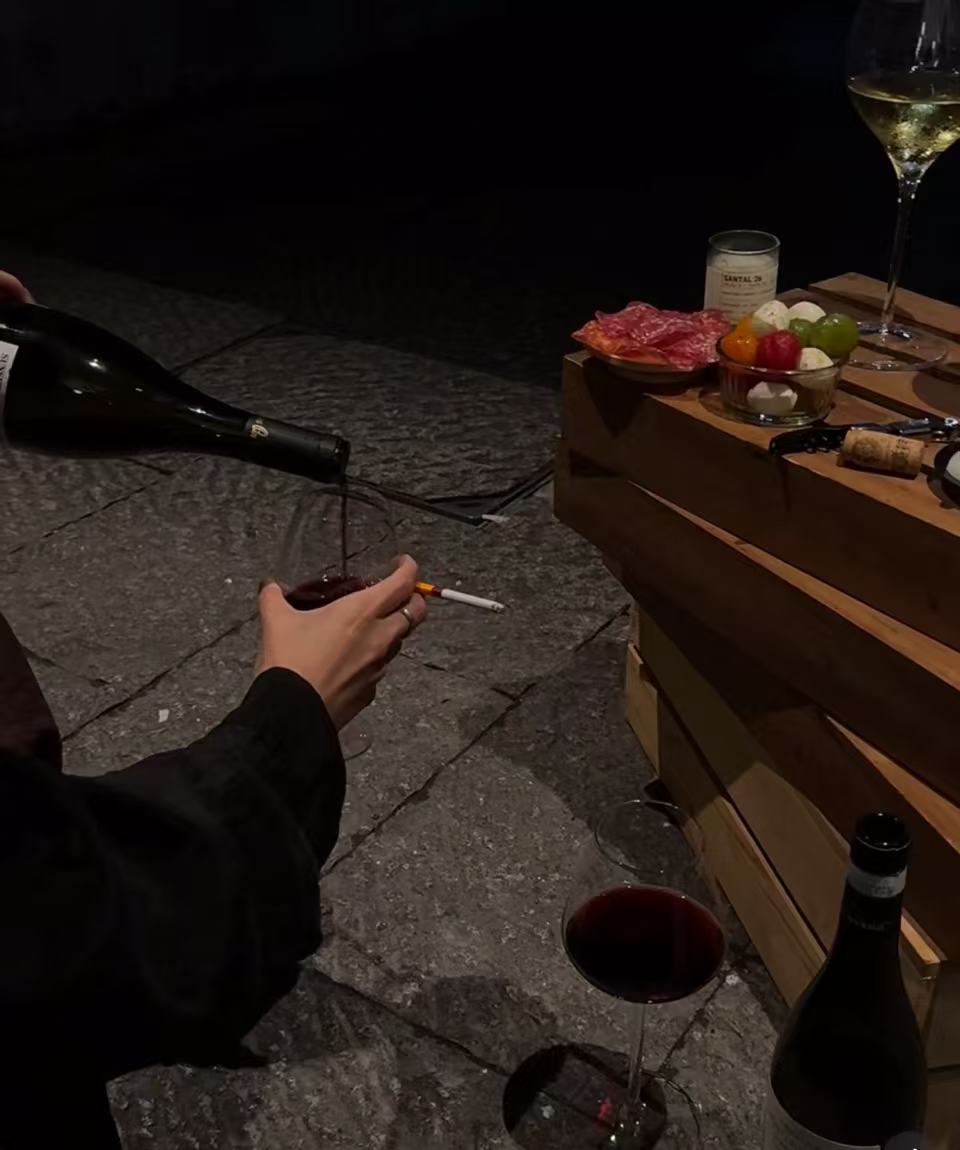 Balcony relaxation with wine
